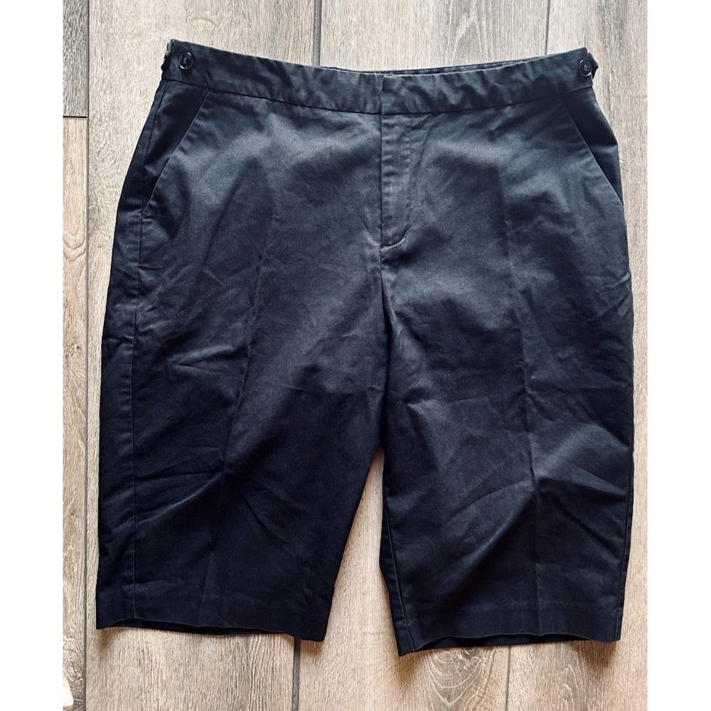 Bamboo Traders Black Flat Front Cropped Capri Pants Cotton/Spandex  Size 12 - Picture 4 of 6